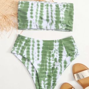 Tie Dye Bandeau High Waisted Bikini